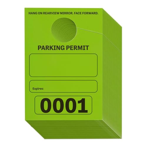 Juvale Green Parking Permit Hang Tags - 100 Pack, 3.15 x 4.75 in, Laminated - Visitor Parking Passes & Rearview Mirror Tags