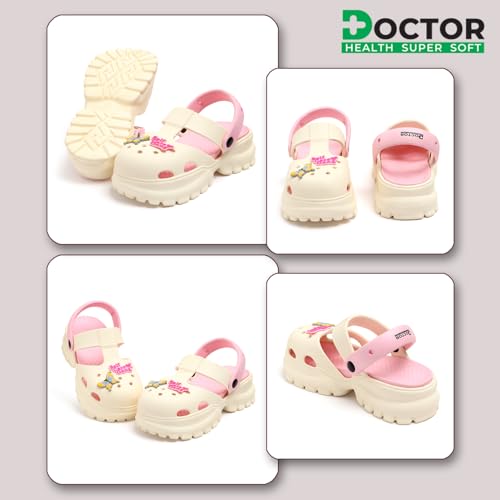 Image of DOCTOR HEALTH SUPER SOFT Stylish and Light Weight & Waterproof Anti Skid Women Clogs with Cushioned Footwear || Comfortable with Adjustable Back Strap Women Clog Everyday Wear