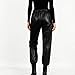 Faux Leather Pants for Women High Elastic Waist Straight Leg Drawstring Baggy Pant with Pockets Fashion Trousers S-L Black