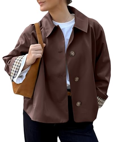 TITOMD Womens Cropped Trench Coat