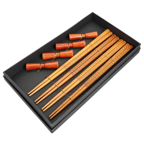 DECORNIJIA 日式木製箸膳 箸置き付き 食品グレード木材 使用感滑らか 家用 キッチン オフィス 贈り物に