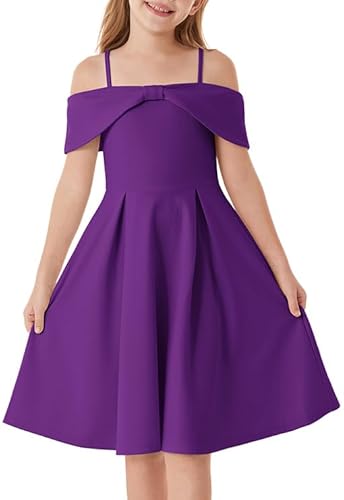 GRACE KARIN Girls Elegant Dress Off Shoulder A-Line Casual Party Dresses for 6-14 Years