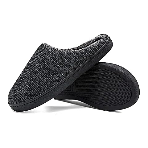 INMINPIN Mens Memory Foam House Slippers Womens Slip On Cozy Plush Clog Home Indoor Shoes, Black, 4-5 UK Cover