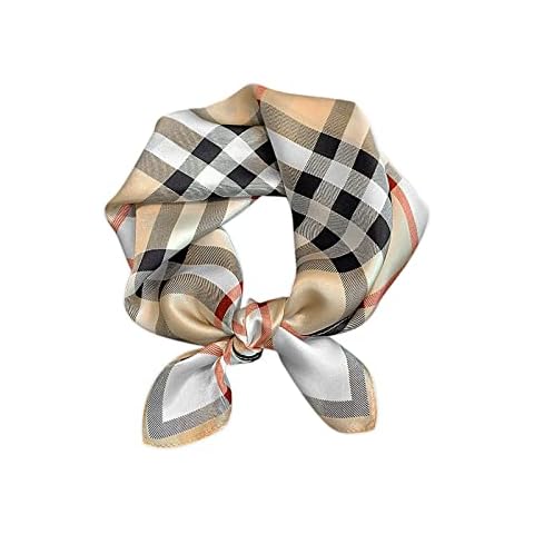LumiSyne Seidenschal Damen Quadratischer Schal Klassische Hahnentritt Kariert Retro Pferd Gedruckte Weich Satin Kleines Vierecktuch Dekoration Halstuch Multifunktionales Bandana Kopfschmuck Haarband Cover
