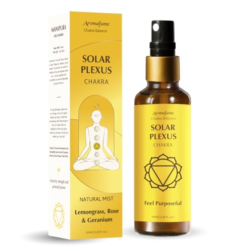 Solar Plexus Chakra Natural Mist by Aromafume | 100ml/3.3 fl oz | Manipura | Aromatherapy Spray for Chakra Balance | Lemongrass & Rosemary Extracts | Essential Oil Spray for Meditation, Yoga, Reiki