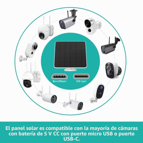 Panel solar para cámara de seguridad recargable con alimentación continua de 6W 2