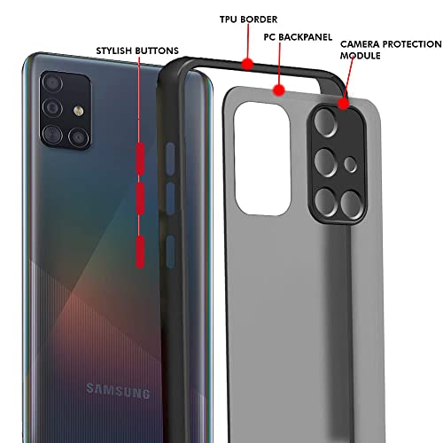 Image of TheGiftKart Translucent Hybrid Back Cover Case for Samsung Galaxy A51 | Smoked Matte Back | 360 Degree Protection | Protective Hard Back Case Cover for Samsung Galaxy A51 (PC & TPU | Black Bumper)