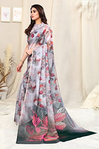 Image of MIRCHI FASHION Saree for Woman Organza Floral Printed | Lightweight Elegant Traditional Sari with Matching Blouse Piece