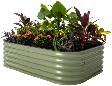 vego garden raised beds that will transform your gardening experience 6 Vego garden Raised Garden Bed Kits, 17" Tall 6 in 1 Modular Metal Raised Planter Bed for Vegetables Flowers Patio Ground Planter Box-Olive Green