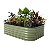 Vego garden Raised Garden Bed Kits, 17" Tall 6 in 1 Modular Metal Raised Planter Bed for Vegetables Flowers Patio Ground Planter Box-Olive Green
