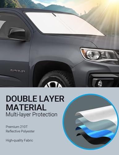 Image of Proadsy 2026 Upgrade Front Windshield Sun Shade Foldable Sunshade Protector Custom Fit 2015-2022 Colorado Pickup Truck Accessories