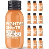 Fighter Shots de Jengibre Miel de Manuka (12x60ml) | Para la Digestión | Fortalece el Sistema Inmunológico | 100% Natural | Sin Conservantes | Shot de Miel de Manuka y Jengibre Fresco e Intenso
