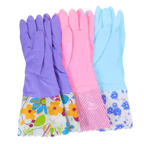 Holibanna 3 Pares Guantes Para Lavar Platos De Cocina Lana Pincel Las Manos Limpieza Del Hogar Dedo Manejar Suministros Para Lavar Platos Lavavajillas Higiene Fregar De Polivinilo