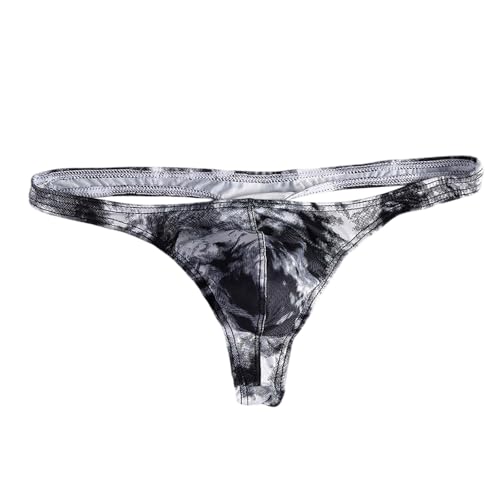 Generisch Hombres Tie Dye Tanga Personalidad Impresión Discoteca, Negro , XL