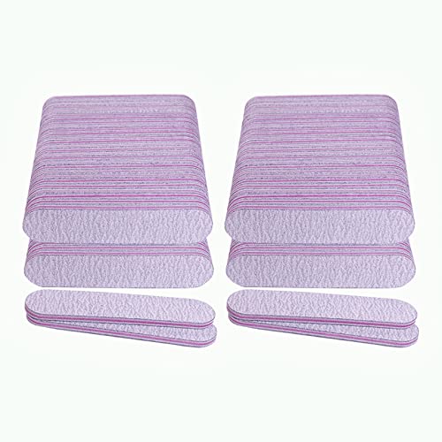 Nail Files (100 Pack) 3.6 Inches Emery Board Nail Files for Acrylic and Natural Nails 100/180 Grit Small Double Sided Fingernail Filer Bulk Mini Professional Finger Nail Filer Manicure Set Gray
