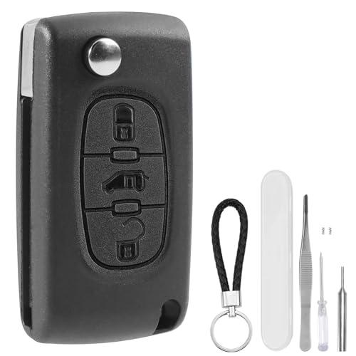DXiongW Coque Clé de Voiture 3 Boutons CE0523 VA2 Compatible avec Peugeot Partner Expert Citroen Berlingo Dispatch Fiat Scudo Toyota ProAce Boîtier Clef à...