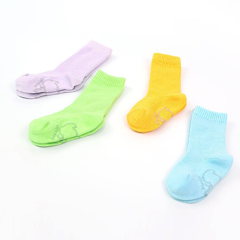 COCOBDOROTHY Melan Pearl Crew Socks for Kids – 4 Pairs Non-Slip, Comfortable, Durable, Made in Korea, Gift Set, Cute Designs4