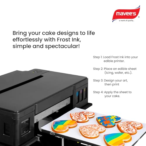 Frost Ink - Pack of 4 (C,M,Y,B) Premium Edible Solutions | Perfect for Photo Cake Decor | 4x100ml