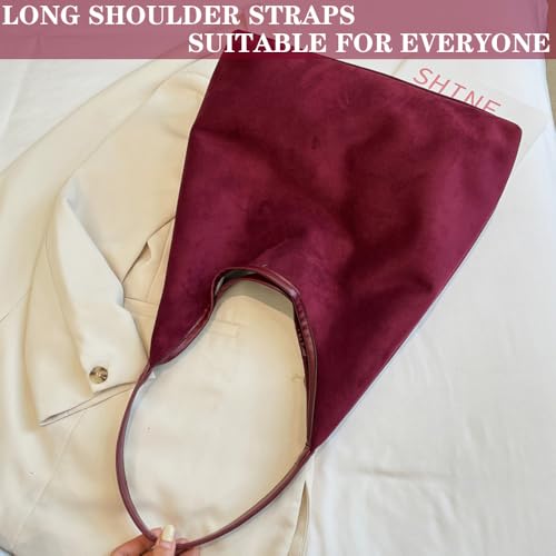 Image of Suede Hobo Bag for Women - Brown Retro Slouchy Purse - 2025 Upgrade New Fall Collection