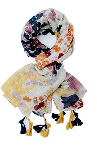 Womens Large Scarf Soft Scarves and Wraps Fashion Scarf with Handmade Fringe Wraps and Pashminas Shawls Fringe Scarf with Tassels for Autumn (color-print)