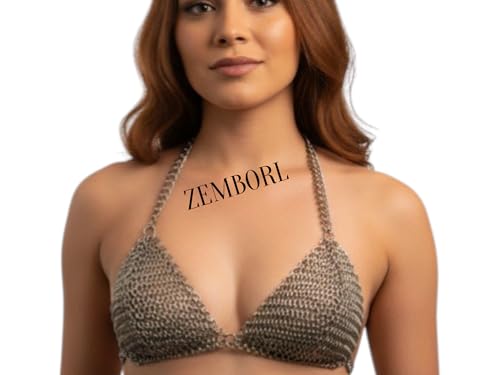 ZEMBORL Handmade Aluminum Chainmail Bikini Top – Medieval Armor Style Metal Mesh Bra for Cosplay, Festival, LARP, Renaissance Fair & Gothic Fashion