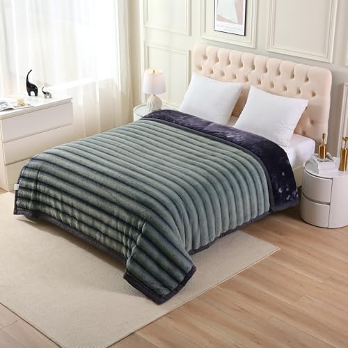 JML Heavy Korean Blanket 85x93 inch - 8.4 LB, Luxury Printed Plush Flannel Fleece Blanket King Size for Men Women, Thick & Warm for Winter Fall Spring, Elephant Pattern