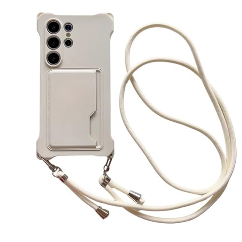 Étui pour Samsung S23Ultra bandoulière lanière silicone blanc porte carte