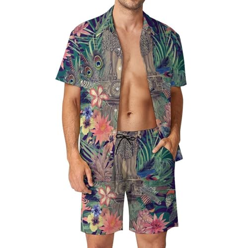Ensemble Égyptien Chemise Hawaïenne et Short Homme Idéal pour l'Été et la Plage