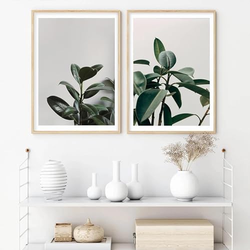 Affiches de feuilles vertes scandinaves 60x80 cm art mural salon - 4