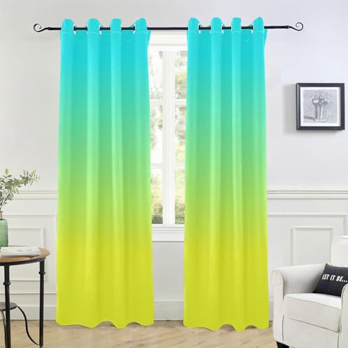 Para Cuartos Verdunkelungsvorhänge für Schlafzimmer, 213,4 cm, Fenstervorhänge für Schlafzimmer, 213,4 cm Länge, vertikale Jalousien, Küchenvorhänge, Dekoration, Blaugrün / Gelb Para Cuartos Verdunkelungsvorhänge für Schlafzimmer, 213,4 cm, Fenstervorhänge für Schlafzimmer, 213,4 cm Länge, vertikale Jalousien, Küchenvorhänge, Dekoration, Blaugrün / Gelb