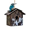 Topadorn Wooden Bird House Hanging OutdoorEco Friendly Materials and Decorative with Bird Printed