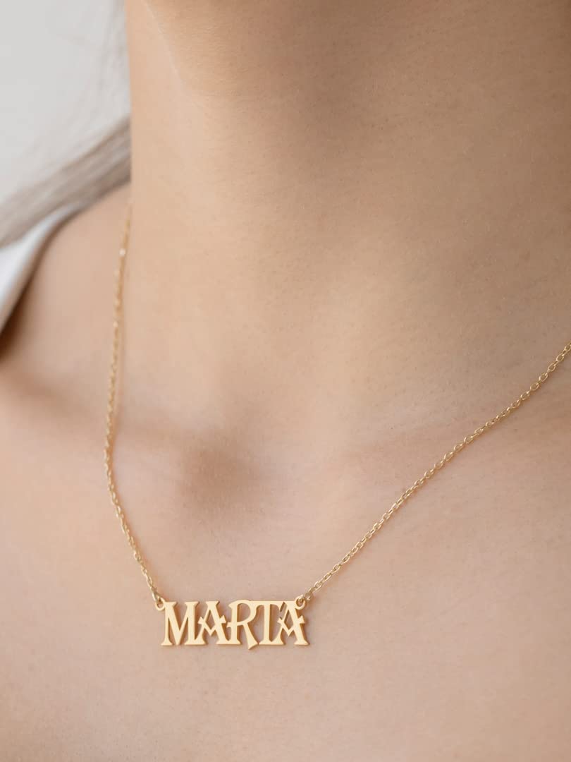 Colgante Personalizado con Nombre - Plata de Ley 925/1000 para Mujer – Collar Artesanal con Cadena Ajustable - Hecho en España (Modelo Barroco Oro, Plata de Ley)