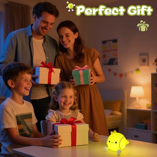 CoolGift Mart Tennis Geschenke, USB wiederaufladbar, niedlicher Tennisball Silikon Nachtlicht, Touch Control & Timer, geeignet für Stillen Lesen Arbeiten Schlafen für Kinder Erwachsene Tennisliebhaber