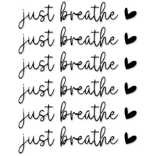 Image of 6pcs Just Breathe Rearview Mirror Decal, Just Breathe Stickers Rear View Mirror Stickers Vinyl Car Vanity Decoration (Black)