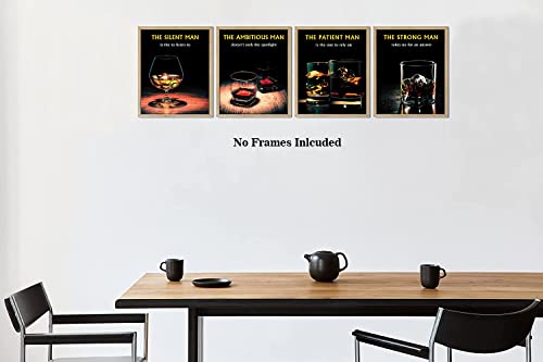 Motivational Quote Posters Wine Glass Wall Art, My Man Cave My Rules Wall Art, Modern Wine Whisky Cigarette Canvas Prints For Kitchen Dining Room Bedroom Office Decor, Set Of 6 (8"X10" Unframed) #TOP2