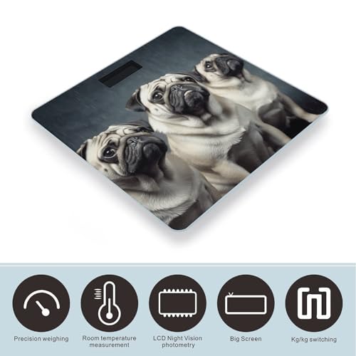 Báscula digital para baño con diseño divertido de perro, vidrio templado miniatura 3