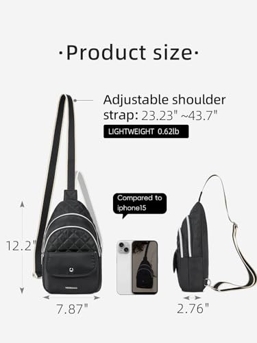 WESTBRONCO Crossbody Bags for Women Quilted Sling Daypacks Nylon Lightweight Large4