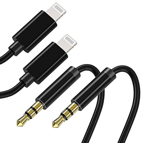 Buy Aux Cord for iPhone, 2 Pack 3.3ft [Apple MFi Certified] Lightning