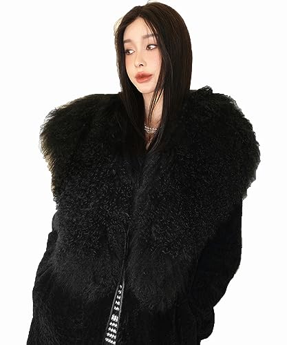 Women Curly Shawl Real Mongolian Lamb Hair Cape Scarf Wrap Fall Winter Wedding Party