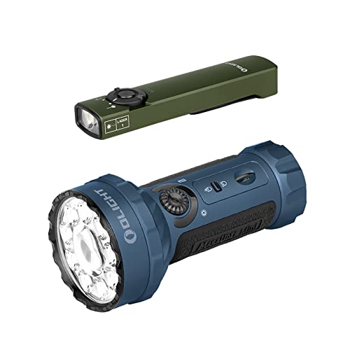OLIGHT Arkfeld 1000 Lumens Dual Light Source EDC Flashlight with Green Beam and White LED Combo Bundle with Marauder Mini 7,000 Lumens Bright Flashlight with 600 Meters Beam Distance