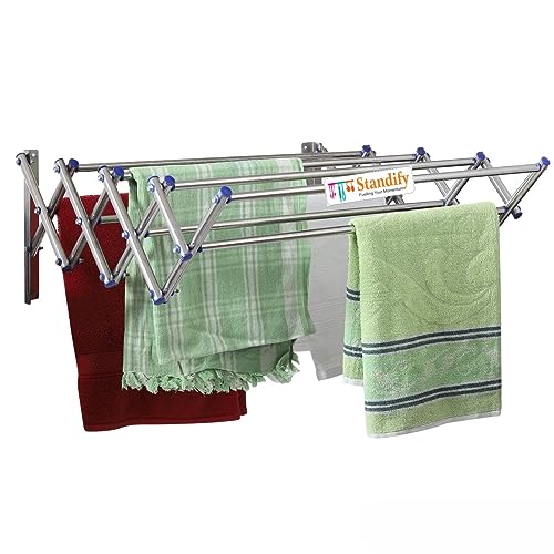 STANDIFY-Stainless-Steel-Wall-Mounted-Foldable-Cloth-Drying-Rack-Cloth-Drying-Stand-Laundry-Organizer-Stand-8-Rods-of-36-Inch-Each