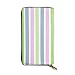 Produktbild JHGFG Vertikale Streifen Grün Blau Rosa Echtes Leder Geldbörse Lange Damen Geldbörse Handtasche Multi Kartenhalter Organizer Für Frauen Personalisiert