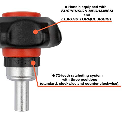 Ratcheting Screwdriver - I-RATCHET Ergonomic Stubby Ratcheting Screwdriver 6-IN-1 Bit Set with BITS GUARD Quick Release, Torque Assist - Wrist Stress and Pain Relief