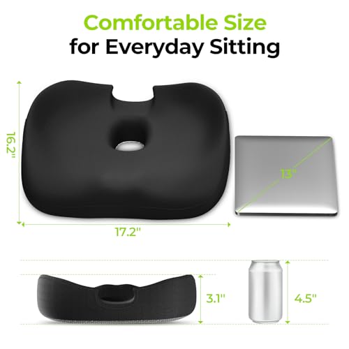 AUVON Innovative Donut Pillow Hemorrhoids Scientific Center Hole and Tailbone Cutout, Orthopedic Pain Relief Donut Seat Cushion for Coccyx, Sciatica, Postpartum Pregnancy, After Surgery Sitting Relief