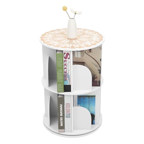 OtaniReno 2 Tier Rotating Bookshelf 360° Spinning Display - 8