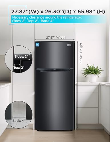 BLACK+DECKER 14.6 Cu. Ft. Top Mount Refrigerator with Freezer, 2 Door Refrigerator with Top Freezer and Adjustable Temperature Control, ENERGY STAR, BR1460HB, Black on Fridge.com