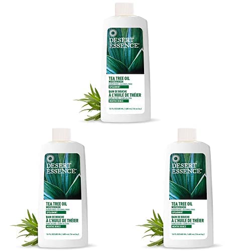 Desert Essence Tea Tree Oil Mouthwash 16 Fl Oz (Pack of 3)