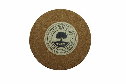 apollo THE HOUSEWARES BRANDRound Cork Placemat Set of 6pcs, Round edges, Heat Resistant, Sustainable, Biodegradable, 22cm, Natural