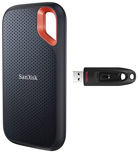 Image of SanDisk 500GB Extreme Portable SSD 1050MB /s R, 1000MB /s W,Upto 2 Meter Drop Protection & SanDisk Ultra 128 GB USB 3.0 Pen Drive (Black)