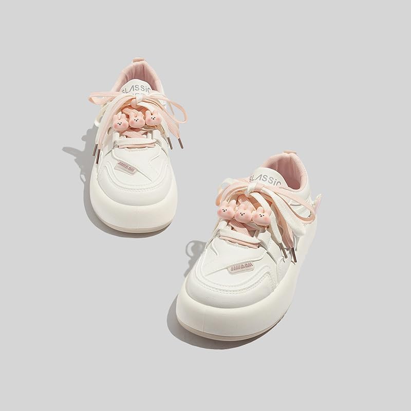 Y2K Cute Shoes Walking Sneakers for Women Chunky Pink Contrast Rabbit Flower Cherry Accents US 4-8 - Image 5